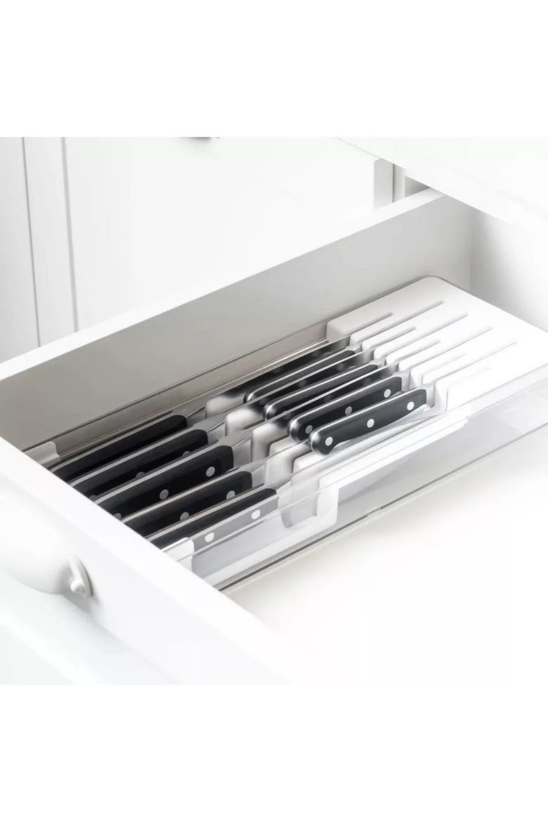 Compact Modular In Drawer Knife Organizer Tray, Alternate, color, White