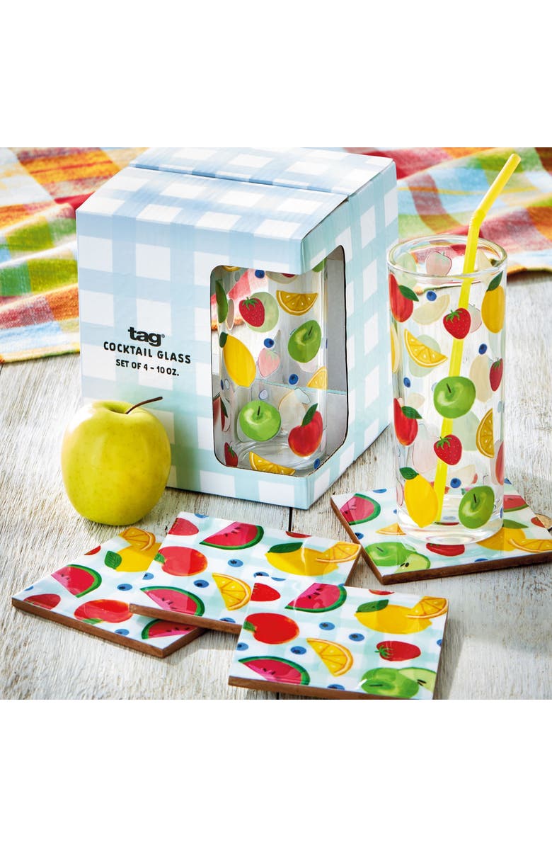 tag Fresh Pick Drinking Glasses Set of 4 Dishwasher Safe, Alternate, color, Multicolored