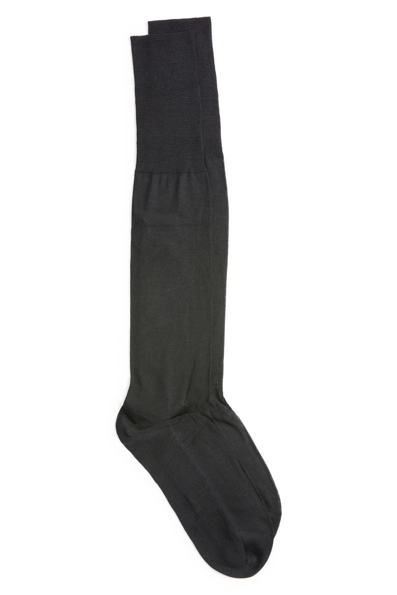 Silk Blend Knee High Socks, Main, color, BLACK