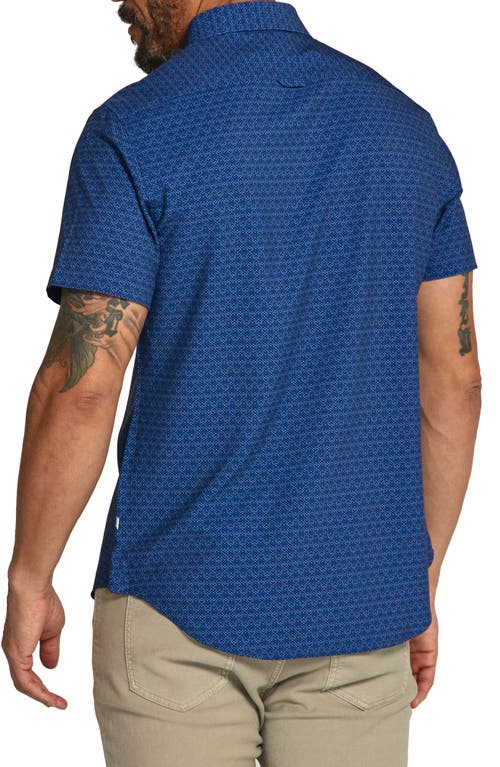 7 Diamonds Layne Geo Print Short Sleeve Performance Button-up Shirt