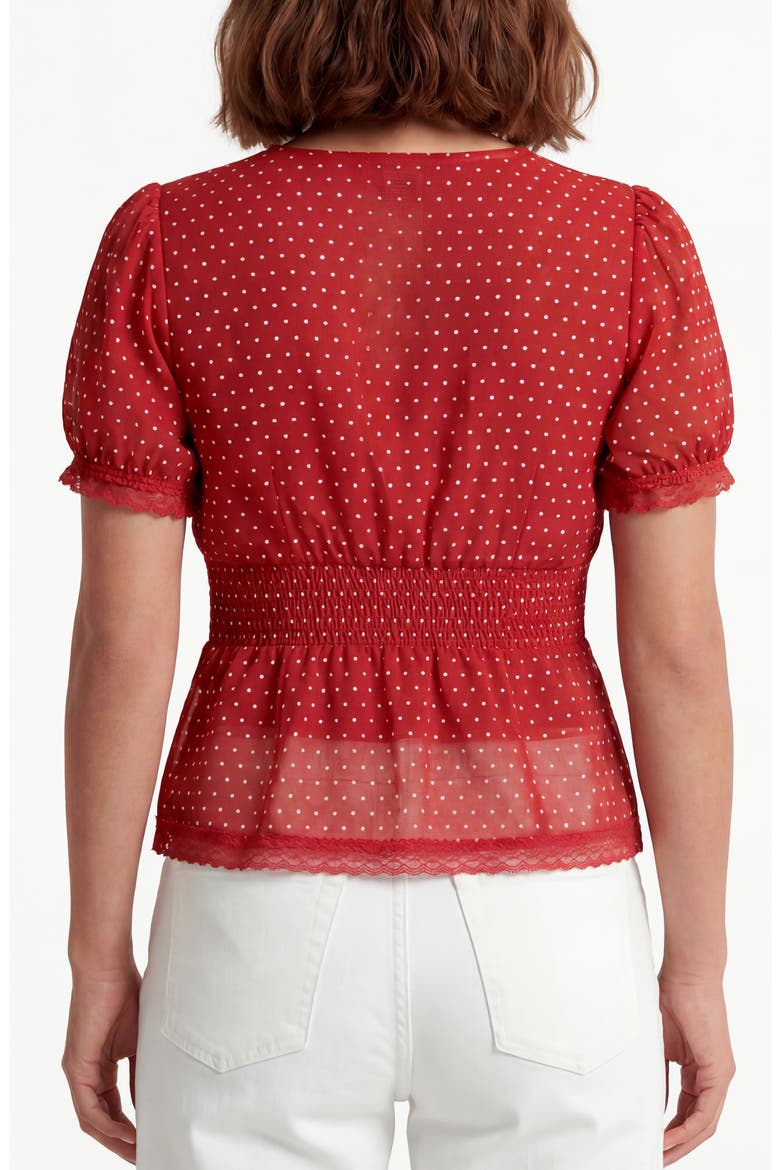 Sammy Polka Dot Short Sleeve Top, Alternate, color, RED/ WHITE DOT