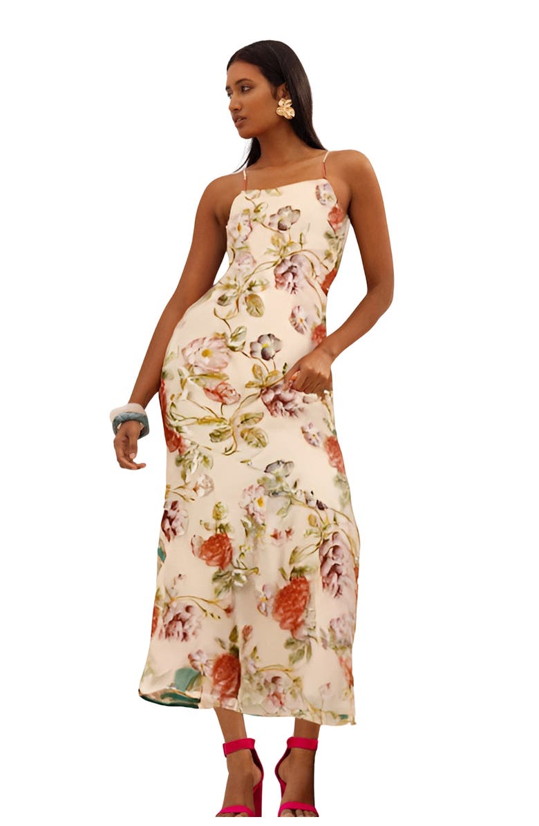 Coast Muse Strappy Floral Sequin Maxi Dress, Main, color, Nude