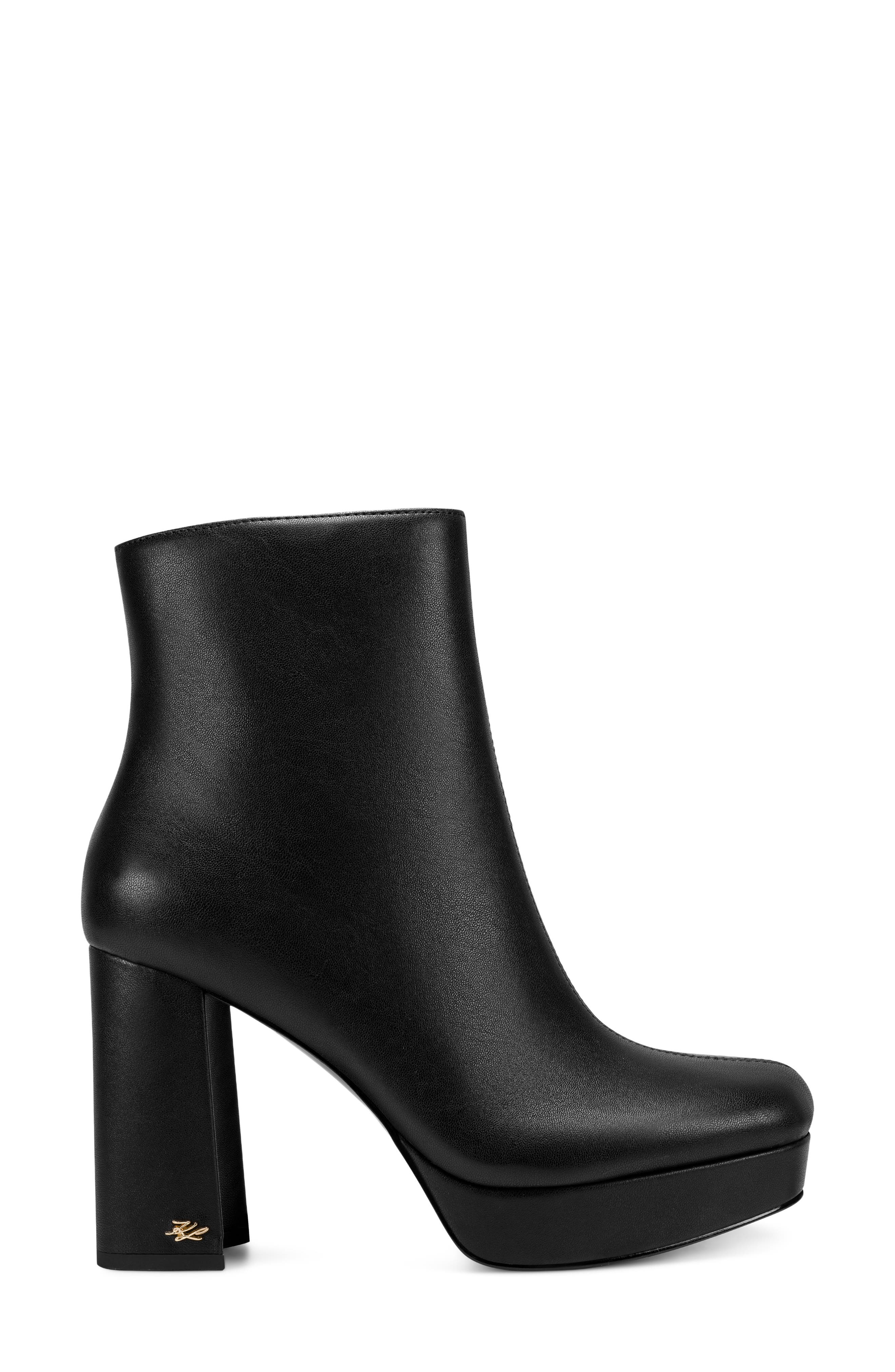 Malika Faux Leather Platform Bootie, Alternate, color, BLACK