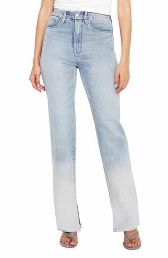 Good American Good Boy High Waist Side Slit Raw Hem Jeans