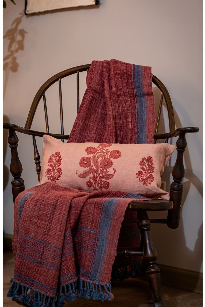 English Garden Petit Lumbar Pillow Cover, Alternate, color, Coral/Clay/Rose on Sand