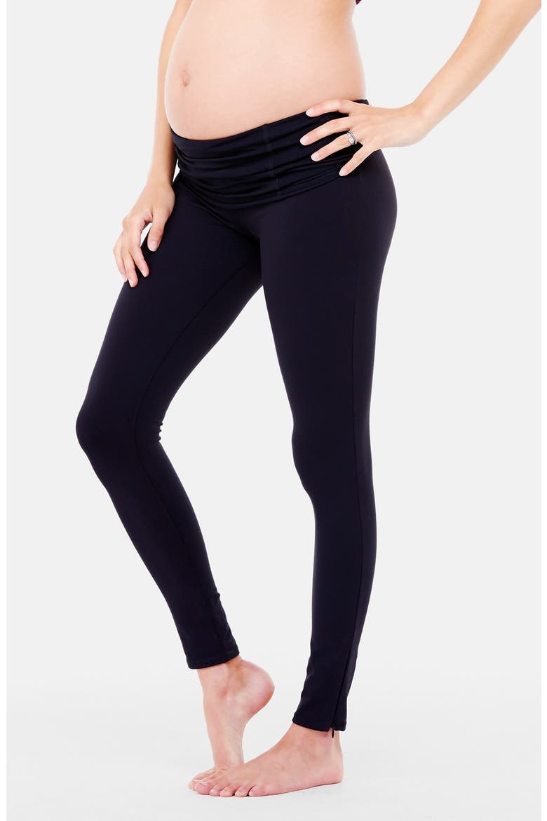 Ingrid & Isabel® Active Maternity Leggings with Crossover Panel®, Main, color, JET BLACK