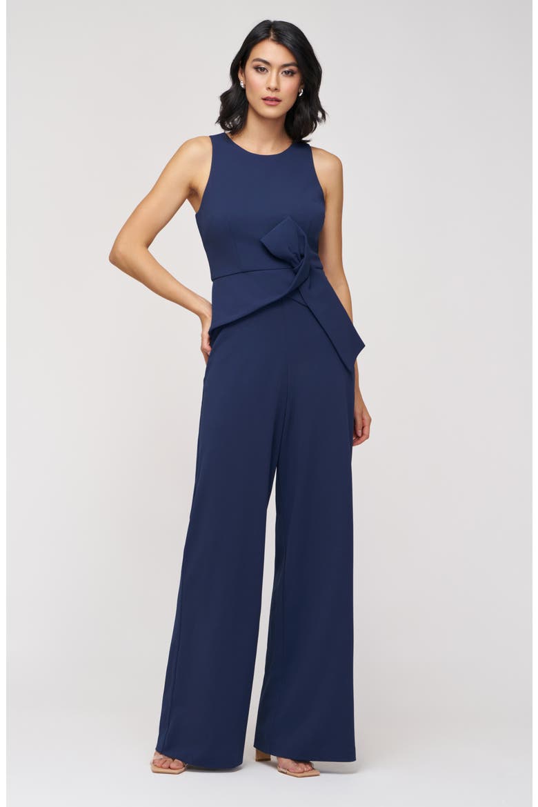 Calista Sleeveless Peplum Jumpsuit, Alternate, color, DEEP NAVY