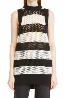 Ted Baker London Heide Stripe Open Stitch Stretch Cotton & Silk Tank