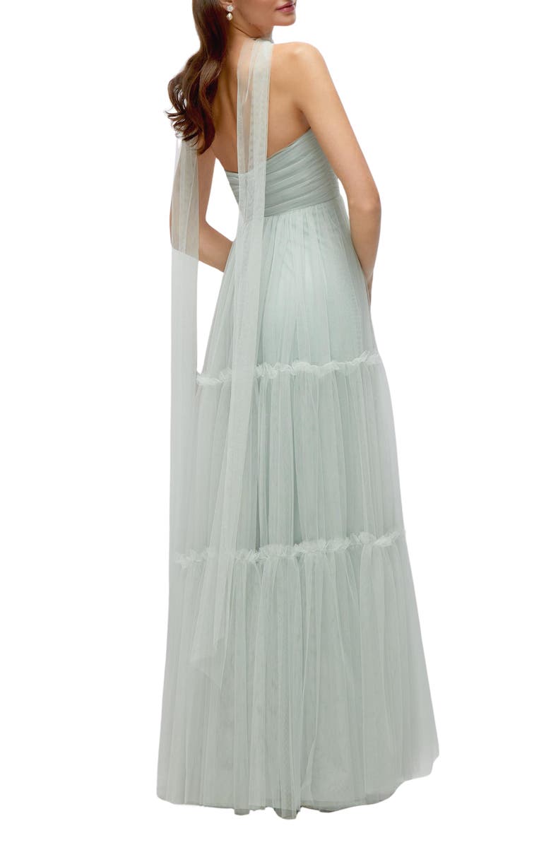 Dessy Collection Strapless Tiered Tulle Gown, Alternate, color, Willow