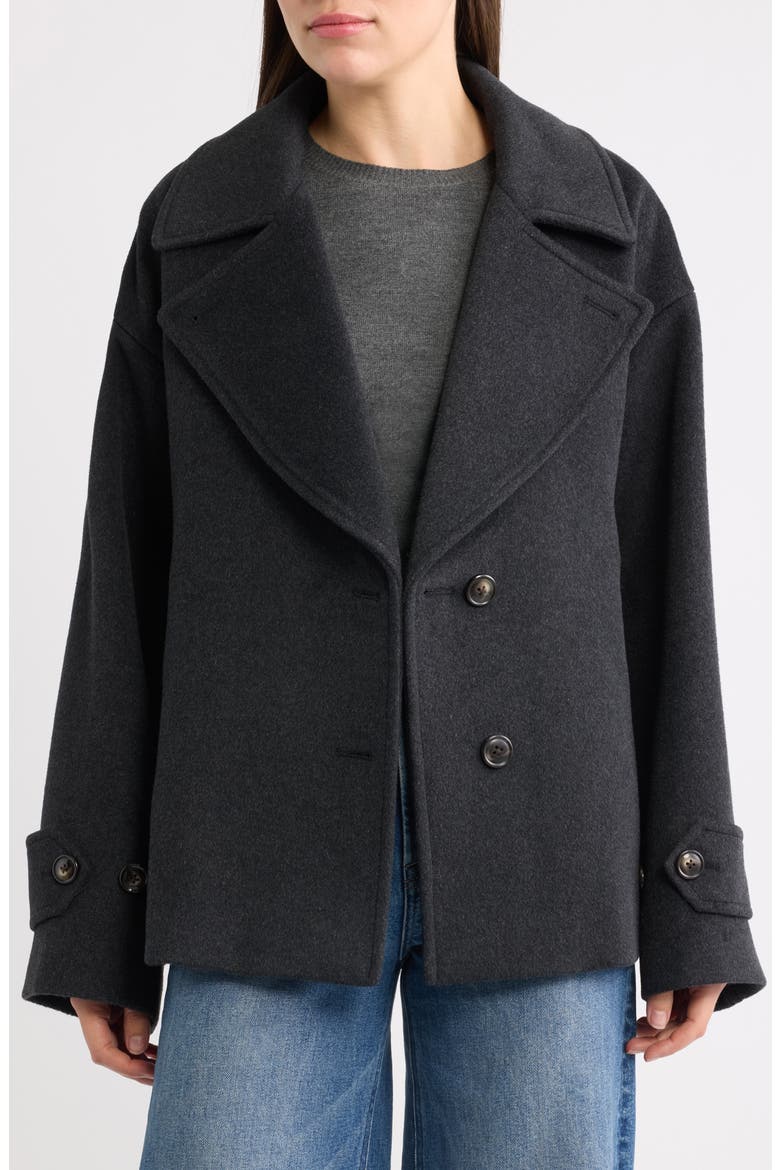 Single Breasted Crop Coat, Alternate, color, DK HEATHER GREY