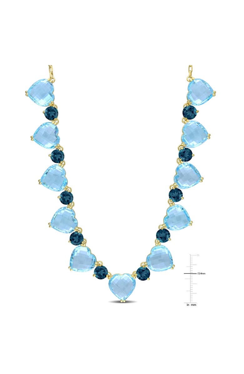 Julianna B. Blue Topaz Heart & Round Necklace Yellow Silver, Alternate, color, Blue Topaz