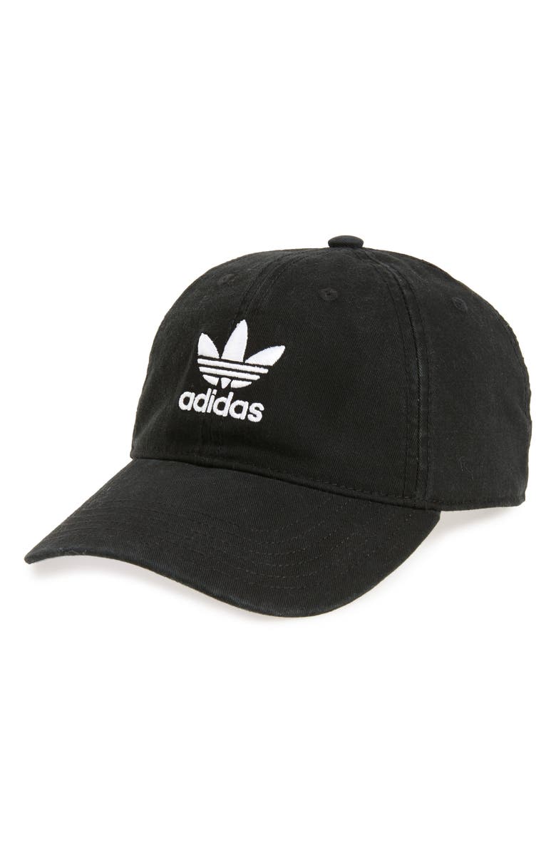 adidas Originals Relaxed Baseball Cap, Main, color, Black/ White