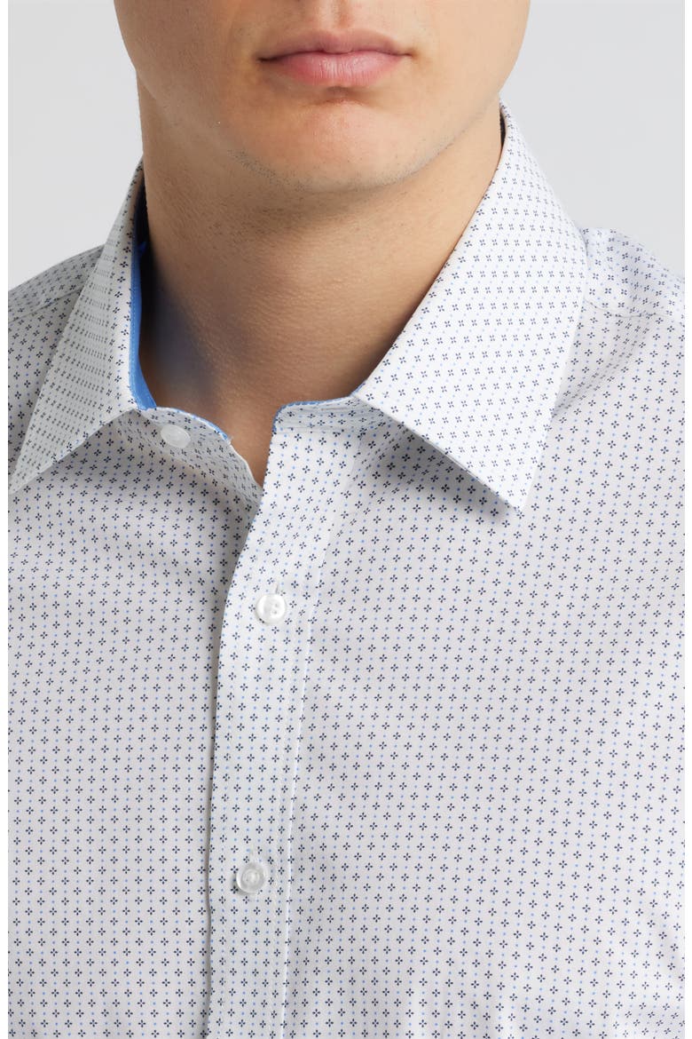 Paris Modern Fit Neat Floral Print Cotton Dress Shirt, Alternate, color, WHITE