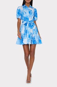 Milly Juni Floral Stretch Cotton Poplin Mini Shirtdress