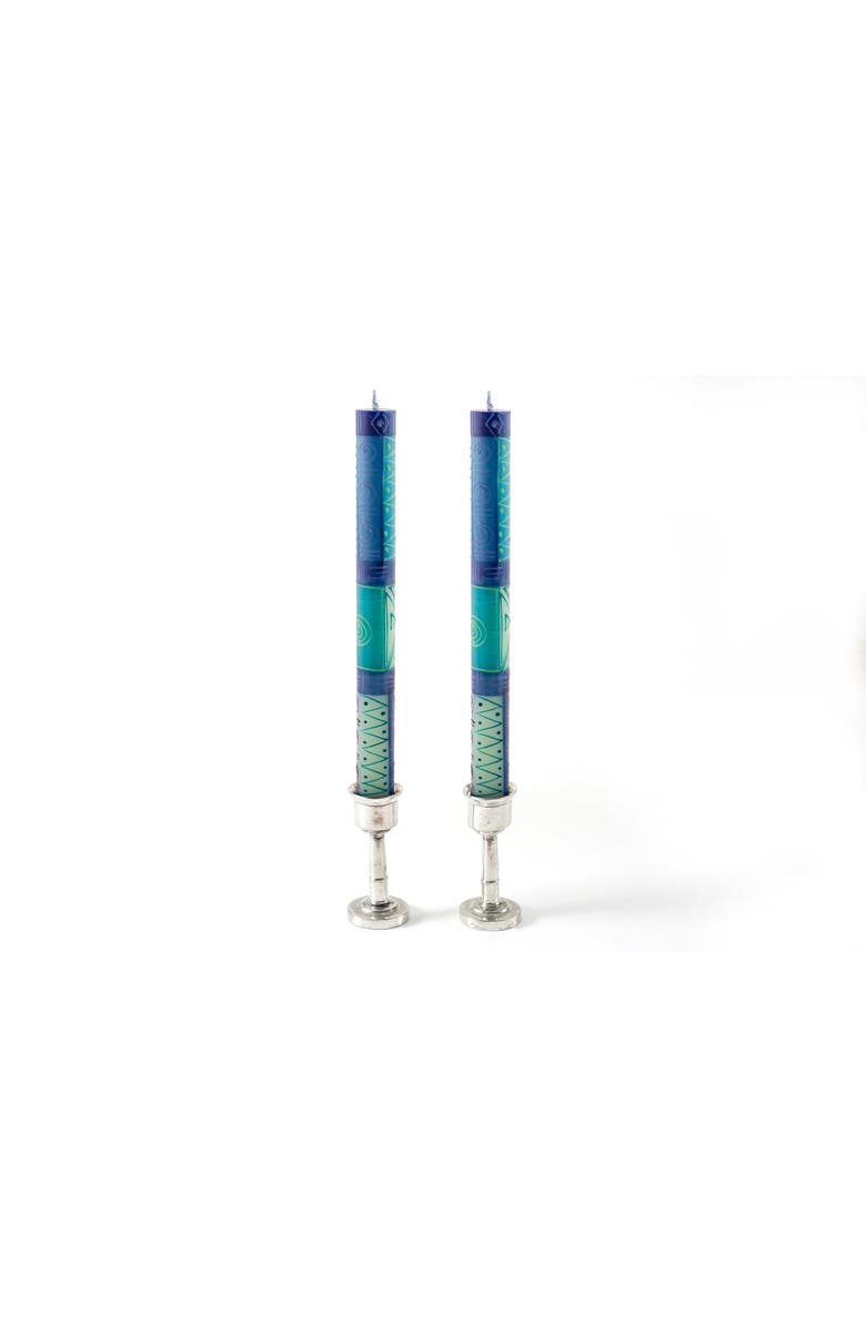 Thumbprint Artifacts Blue & Green Painted Votive Candles - Set of 6, Alternate, color, Blue - 2"