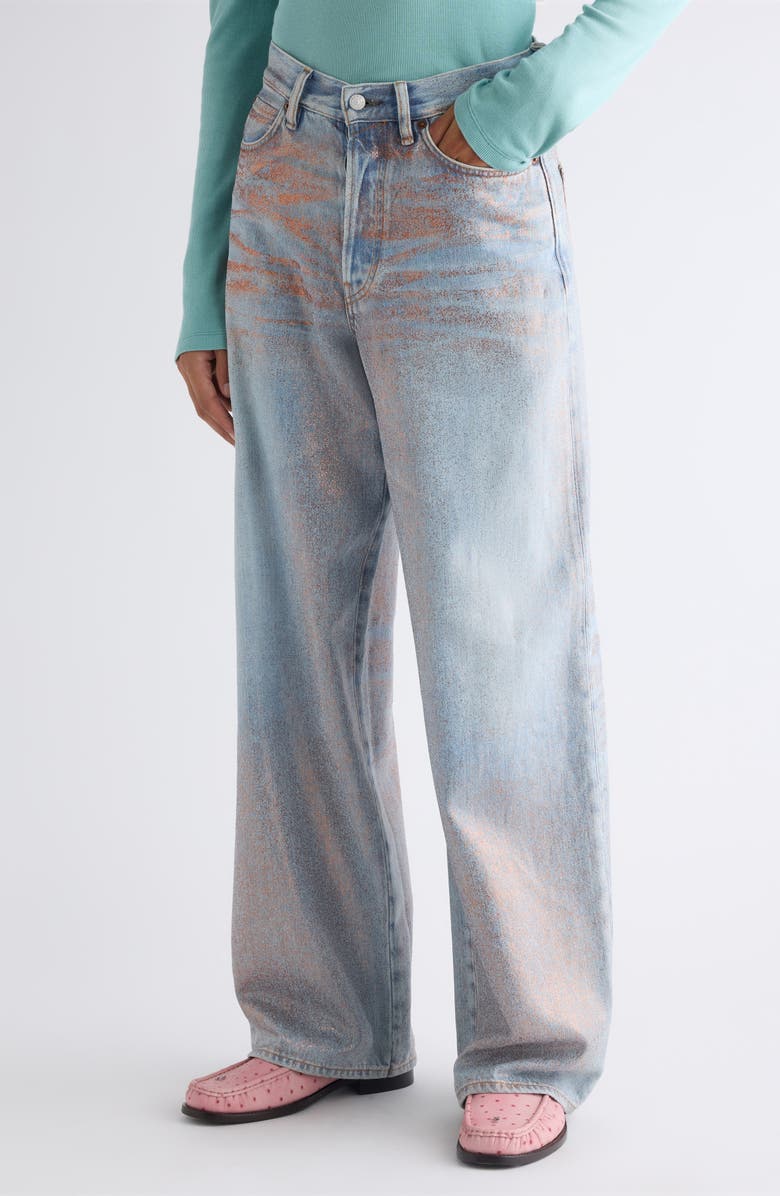 Acne Studios 1981 Glitter Loose Fit Jeans, Alternate, color, Rose Copper/ Light Blue