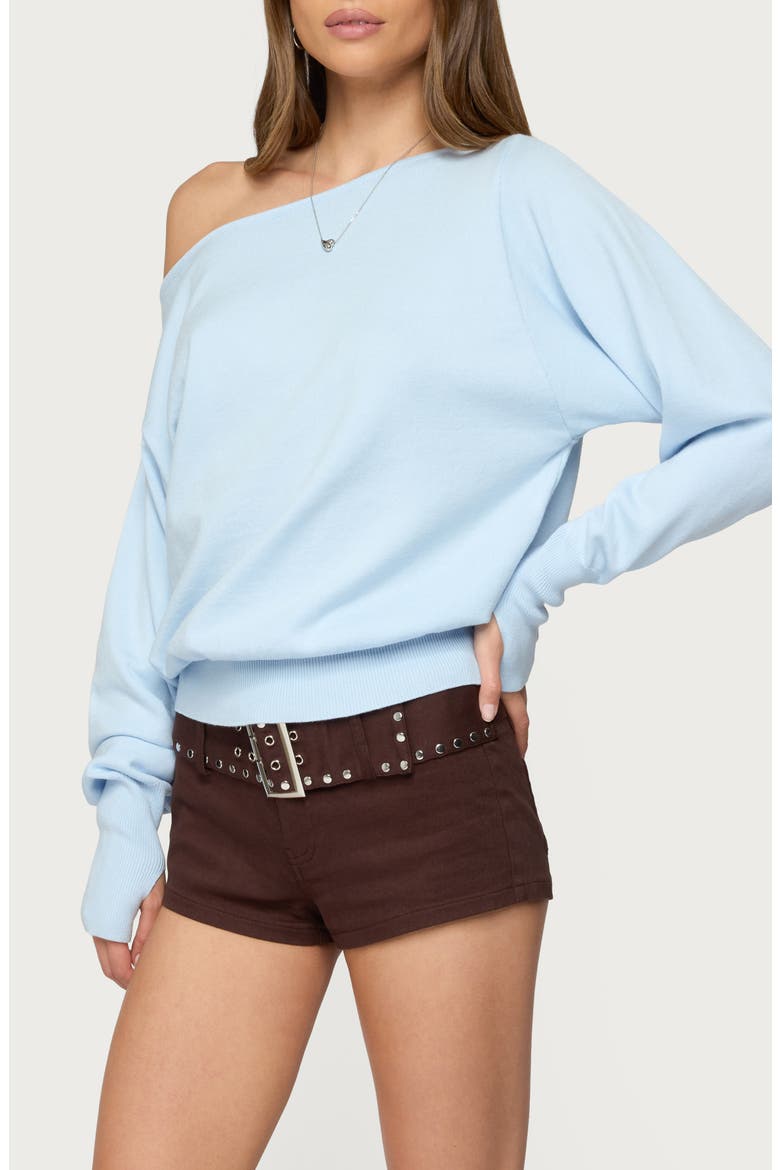 Oversize Off the Shoulder Sweater, Alternate, color, LIGHT-BLUE