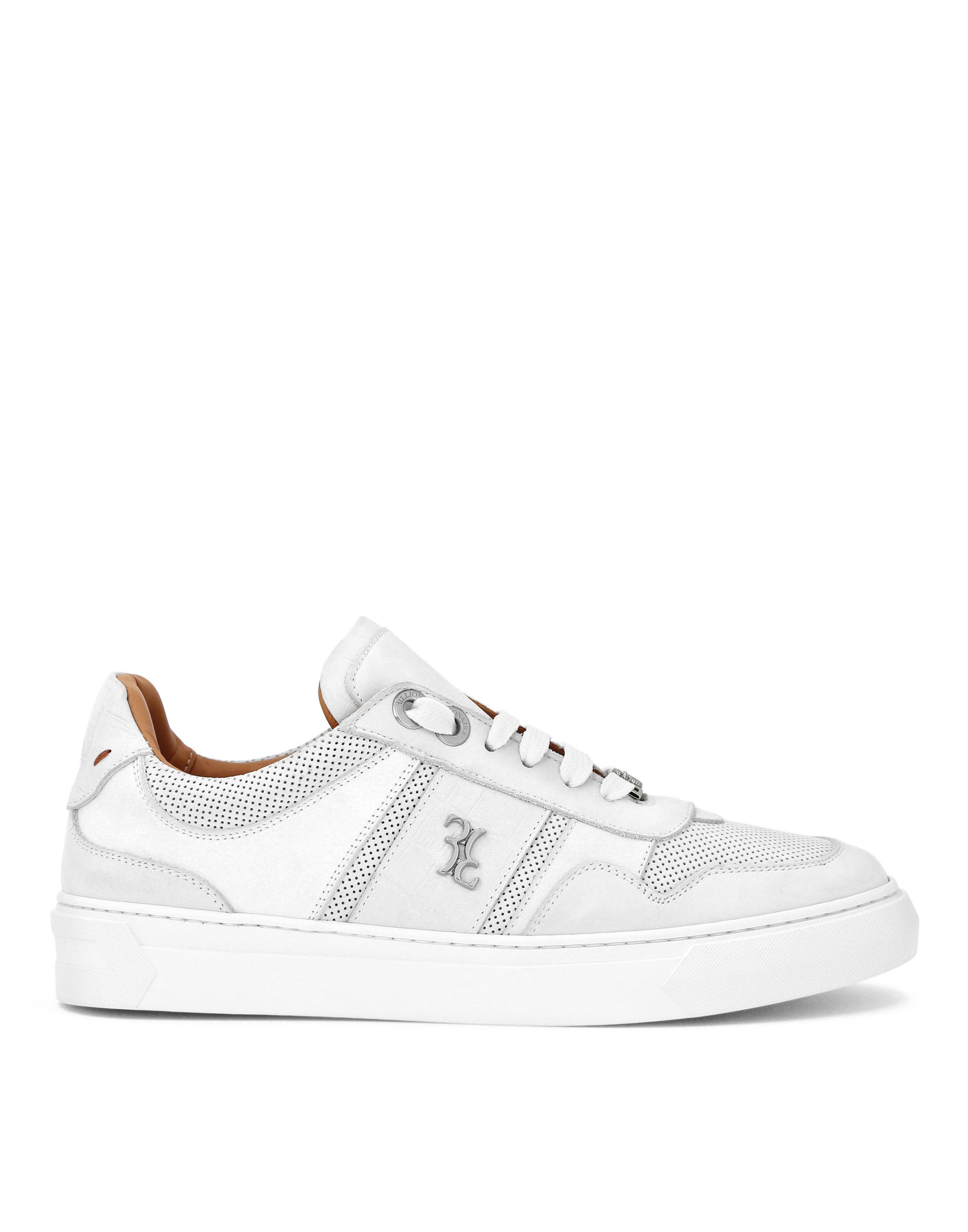 Nubuck Croco Printed Lo-Top Sneakers Men, Alternate, color, white