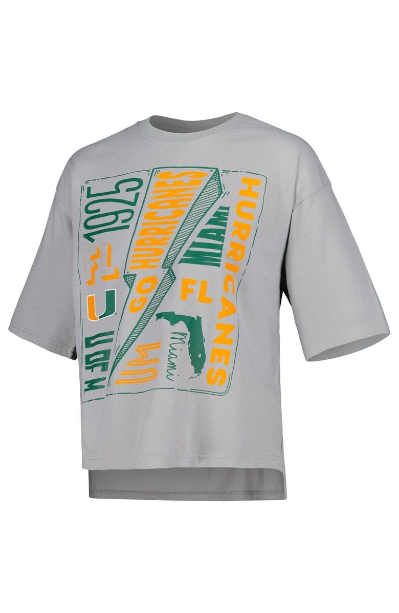 PRESSBOX Women's Pressbox Silver Miami Hurricanes Rock & Roll School of Rock T-Shirt, Alternate, color, Silver