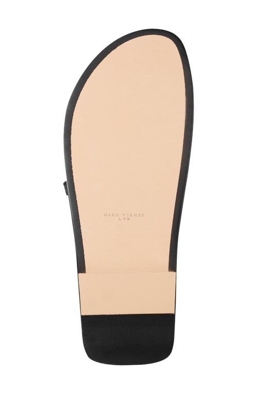 Marc Fisher Ltd Strappy Leather Flat Toe-ring Sandals In Black