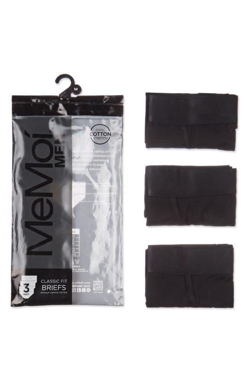 Memoi Assorted 3-pack Cool Stretch Cotton Briefs In Black
