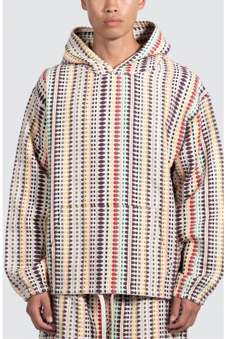 Stitch Stripe Cotton Jacquard Hoodie, Main, color, ECRU