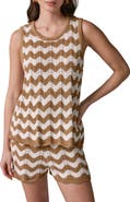 Donna Karan New York Scallop Stripe Sleeveless Pointelle Sweater