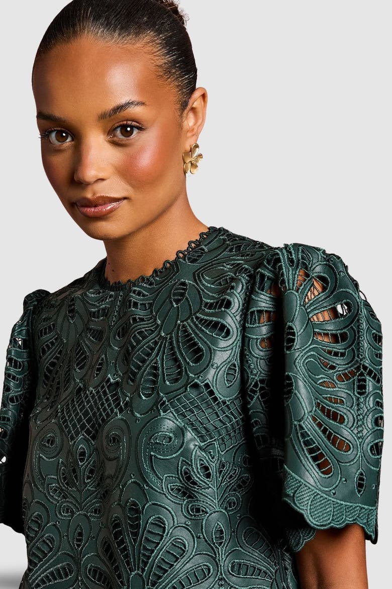 Petite Short Sleeve Top, Alternate, color, Emerald