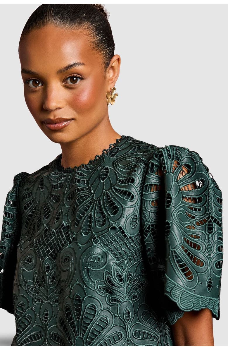 Coast Petite Short Sleeve Top, Alternate, color, Emerald