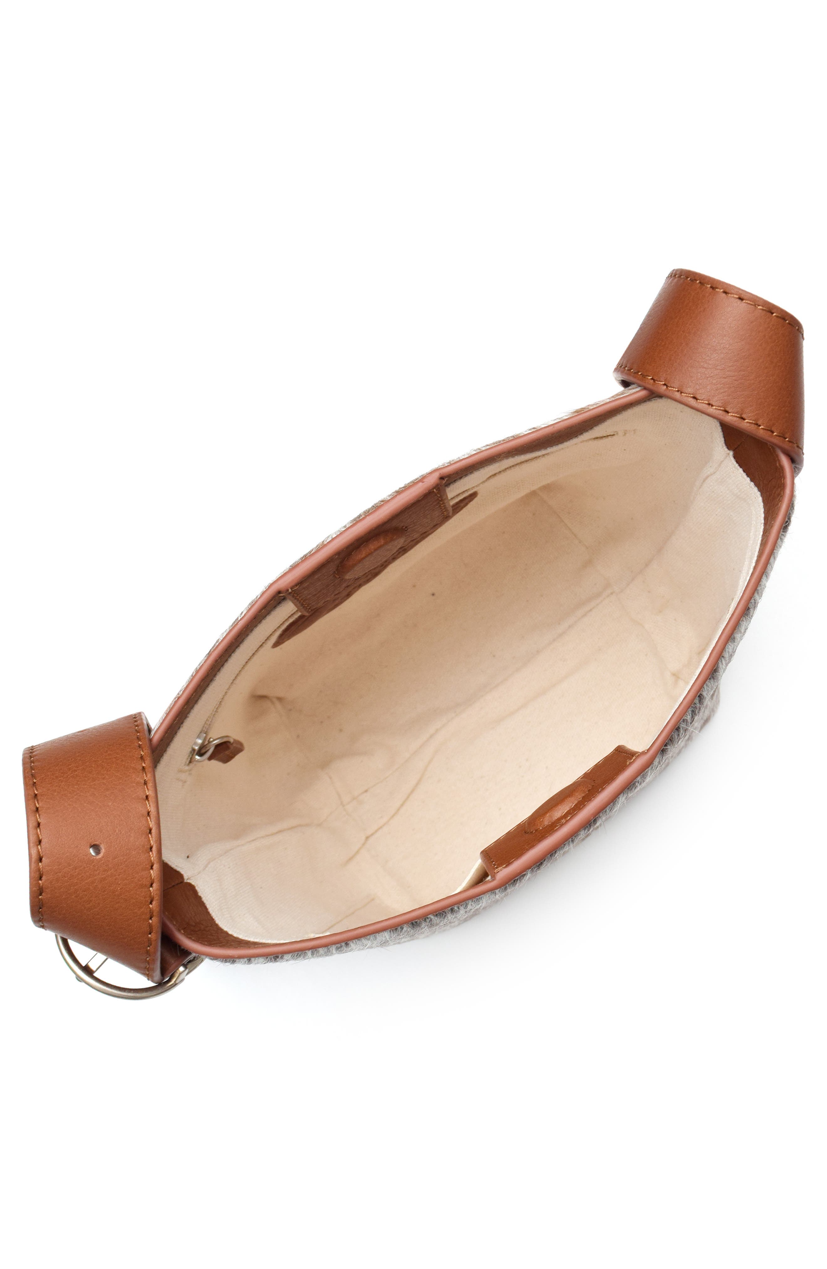 New Amsterdam Leatherworks Jayden Genuine Calf Hair Bucket Bag, Alternate, color, Chestnut/ Ivory