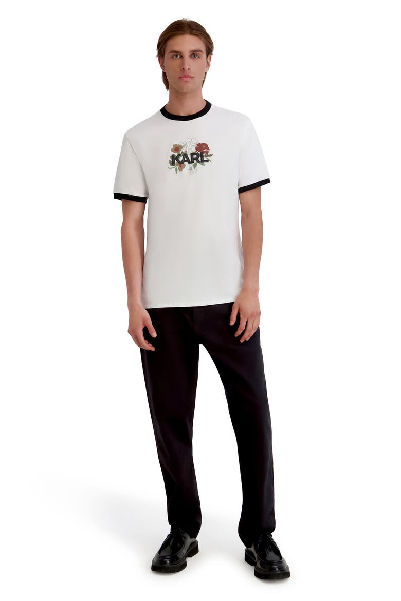 Floral Graphic Ringer T-shirt, Alternate, color, WHITE