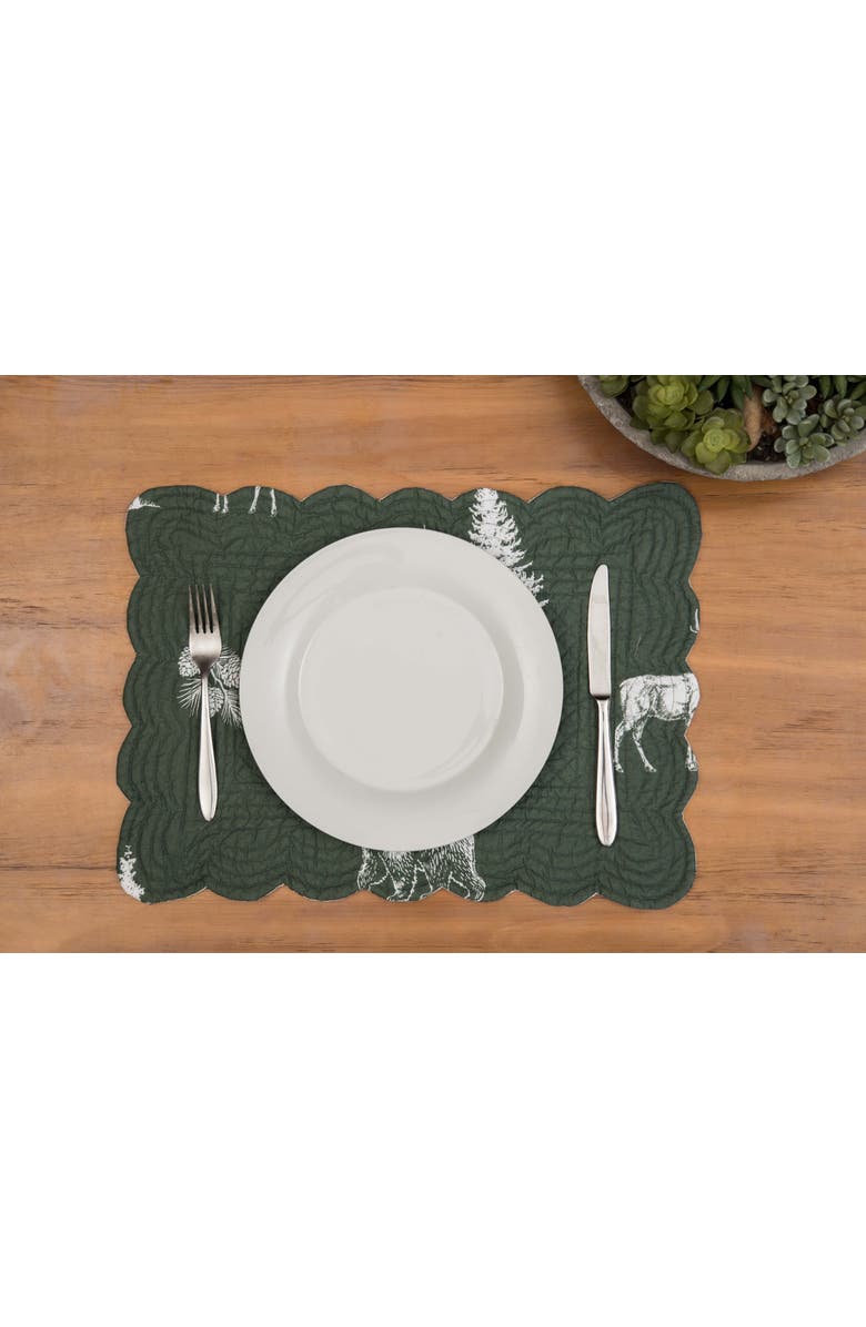 C&F Home Fernwood Forest 100% Cotton Scalloped Set of 6 Placemats 13" x 19", Alternate, color, White