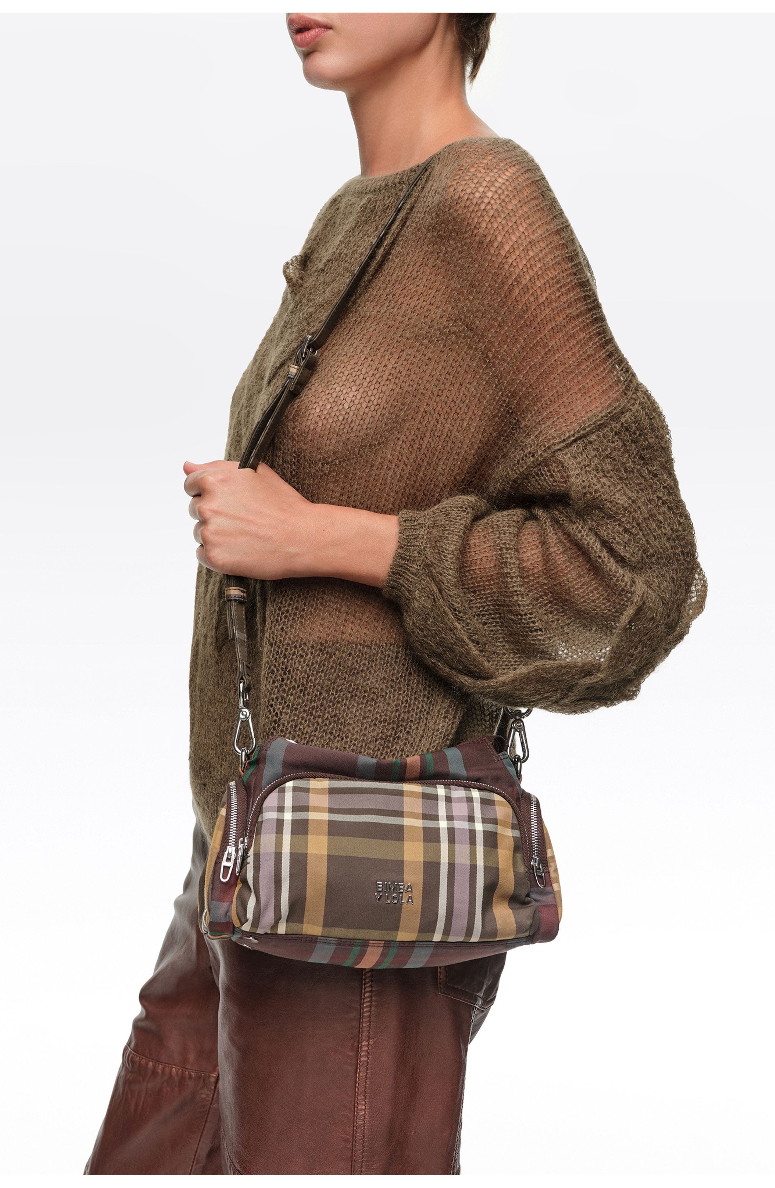 Small Tartan Pocket Bag, Alternate, color, TARTAN CHOCOLATE GREEN