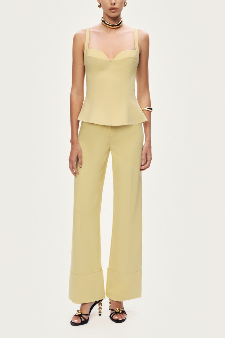 High-Waist Tailored Wide-Leg Pants, Alternate, color, Yellow