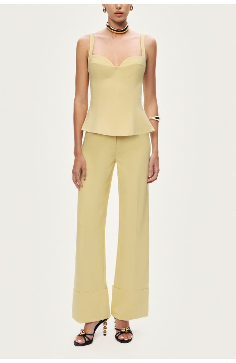Nocturne High-Waist Tailored Wide-Leg Pants, Alternate, color, Yellow