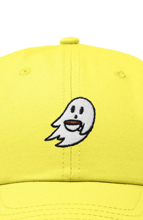 Dalix Coffee Ghost Embroidered Hat In Yellow