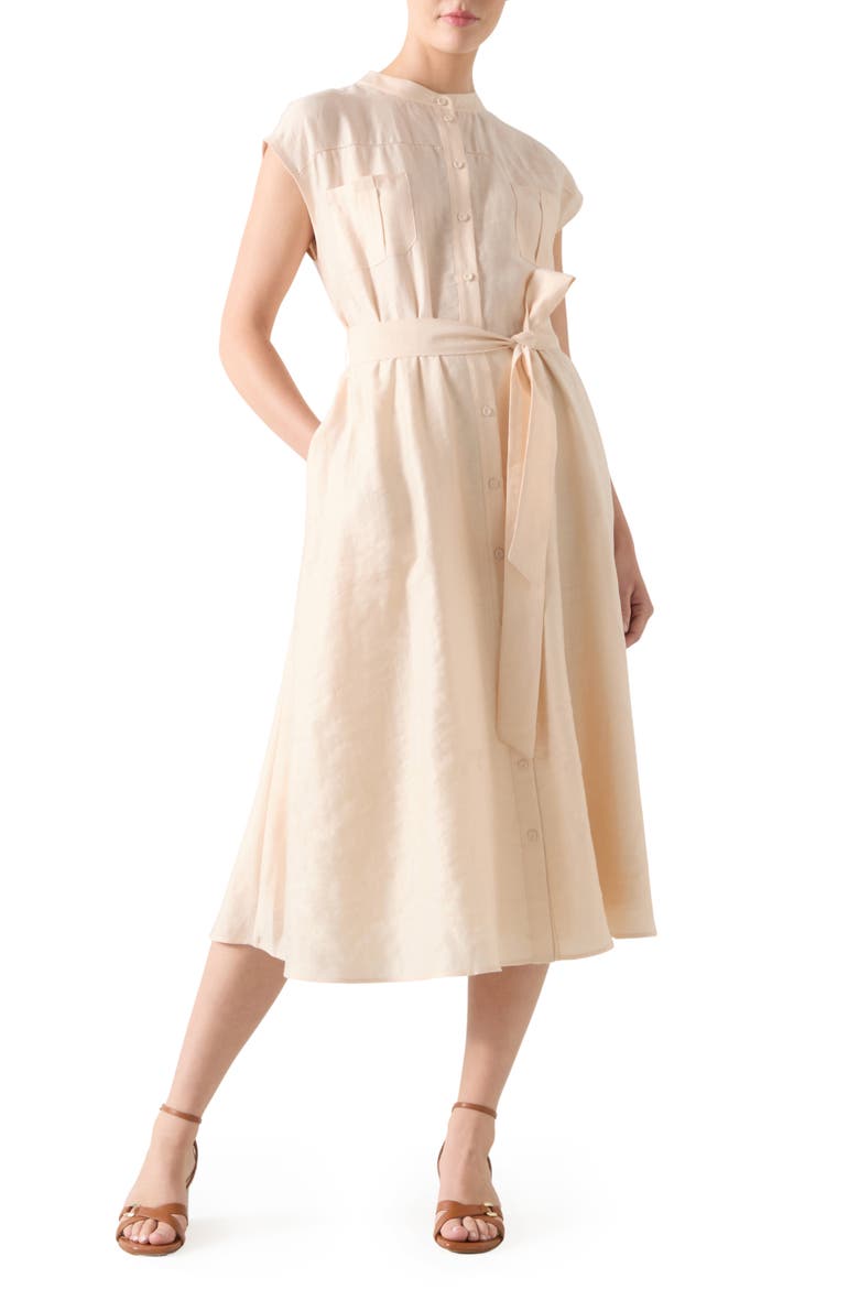Fran Belted Shirtdress, Main, color, PALE STONE
