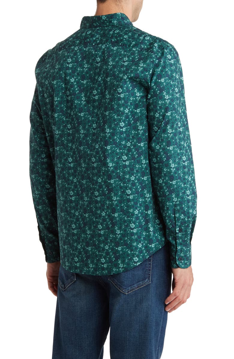 Original Penguin Floral Print Dear Ditsy Cotton Poplin Dress Shirt, Alternate, color, June Bug