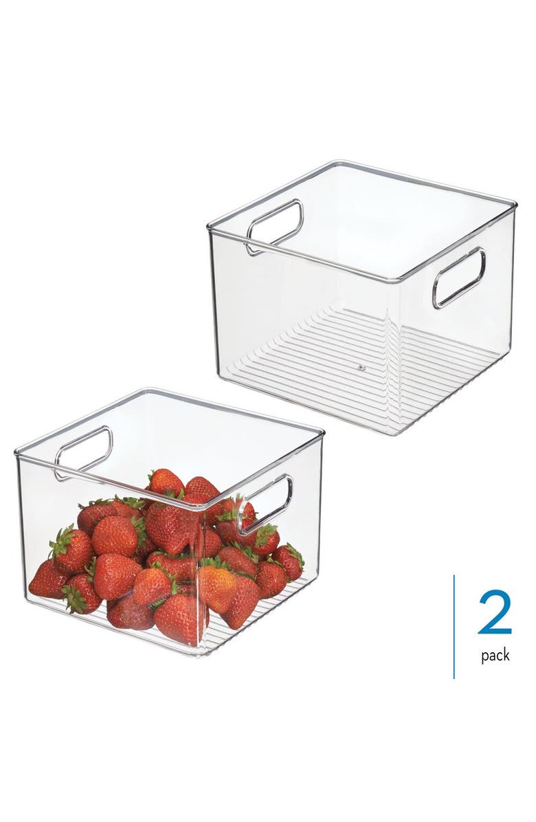 iDesign Pantry Storage Bins with Handles, Set of 2, Clear, Alternate, color, Clear