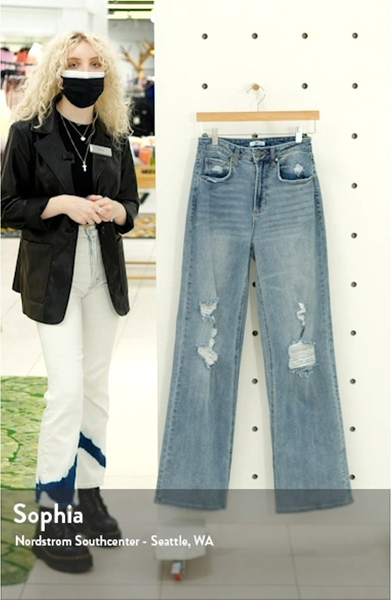 High Waist Distressed Wide Leg Jeans, sales video thumbnail