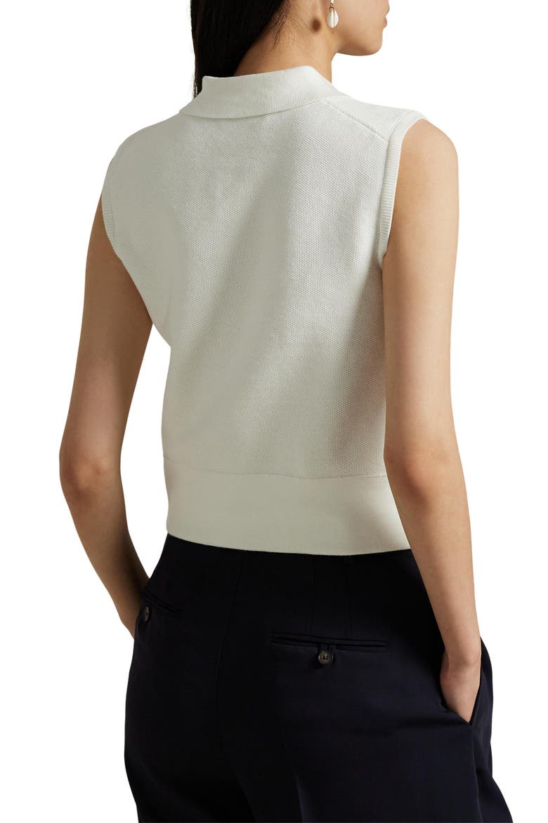 Sleeveless Cotton Blend Piqué Polo Sweater, Alternate, color, WHITE