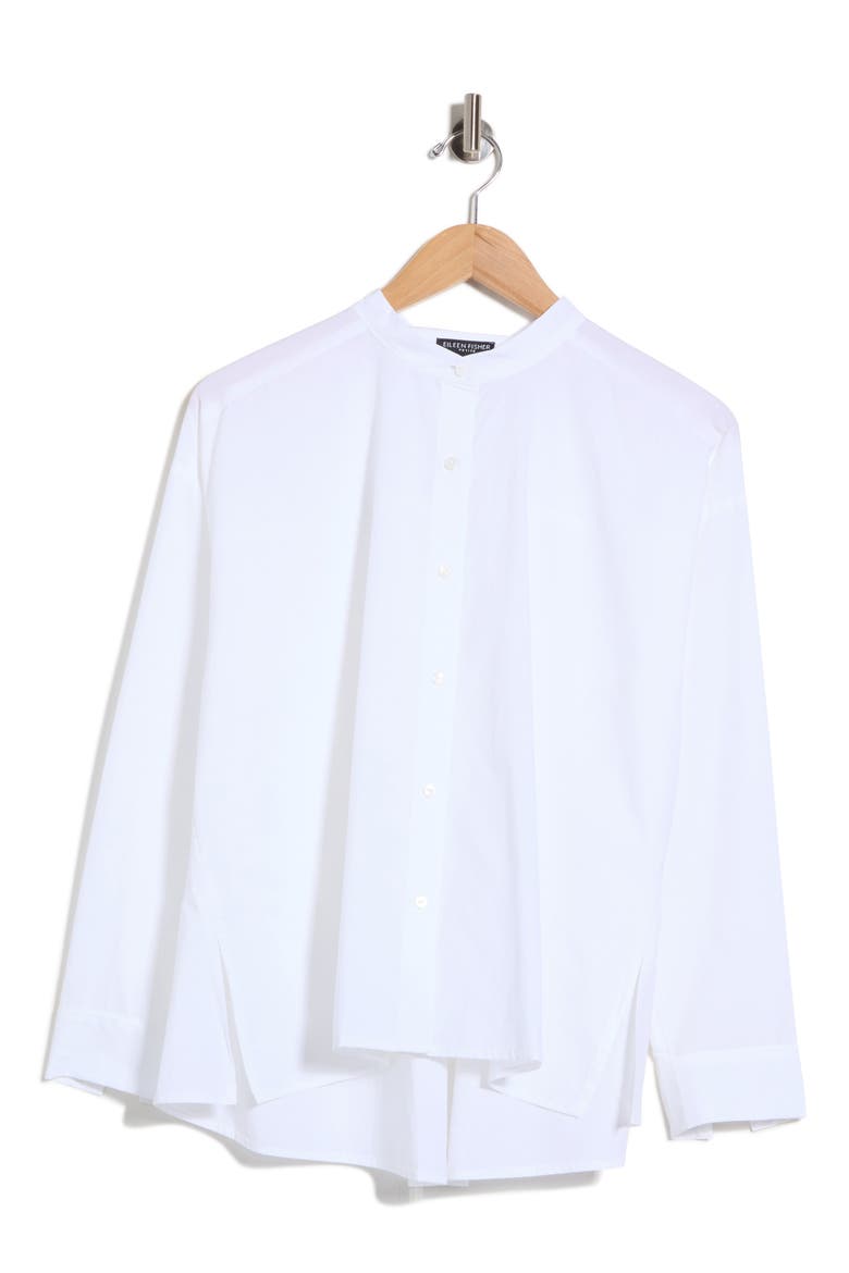 Mandarin Collar Organic Cotton Shirt, Main, color, WHITE