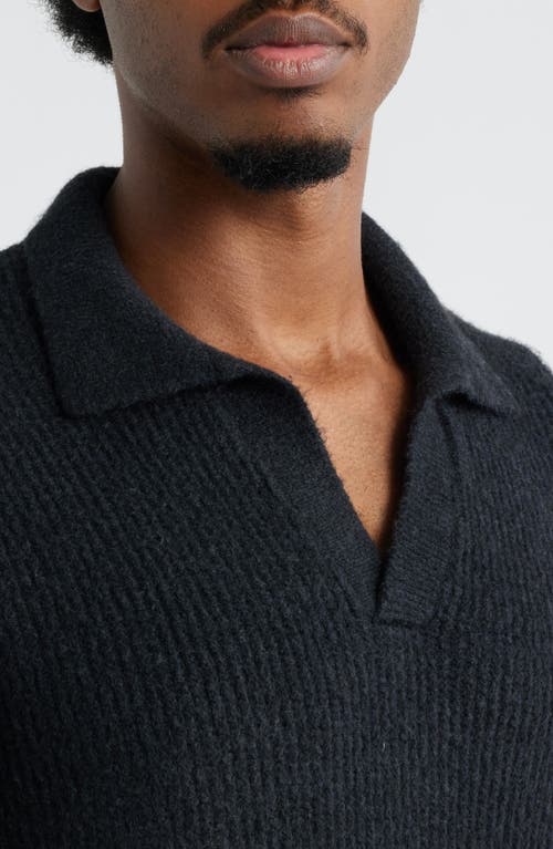 Open Edit Johnny Collar Polo Sweater In Blue