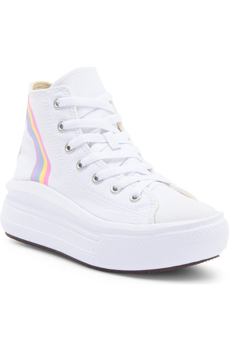 Converse Kids' Chuck Taylor<sup>®</sup> All Star<sup>®</sup> Move High Top Platform Sneaker, Main, color, White/ Jp Blue/ Pink
