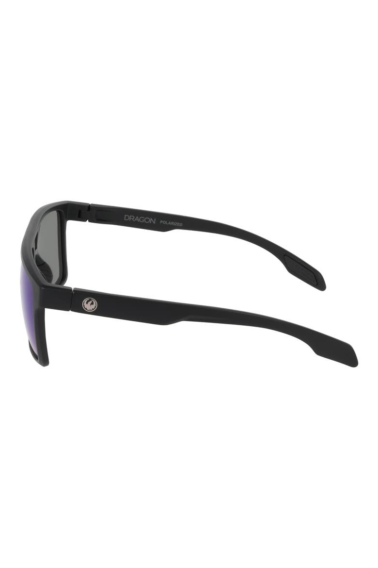 57mm Navigator Sunglasses, Alternate, color, MATTE BLACK/ BLUE MIRROR