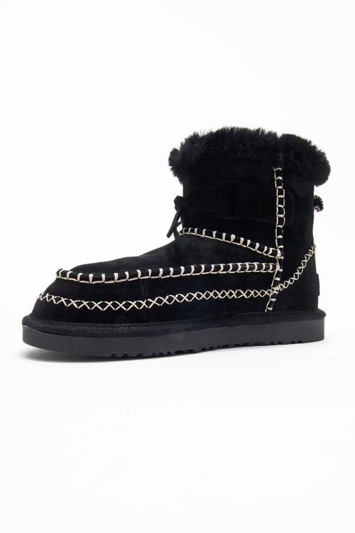 Forever & Always Shoes Jorel Leather Fur Lined Ankle Boot In Black
