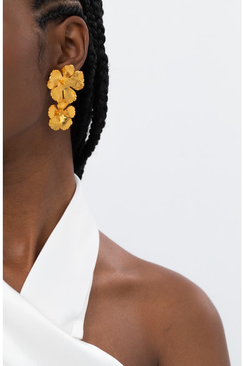 Collette Floral Drop Earrings, Alternate, color, GOLD