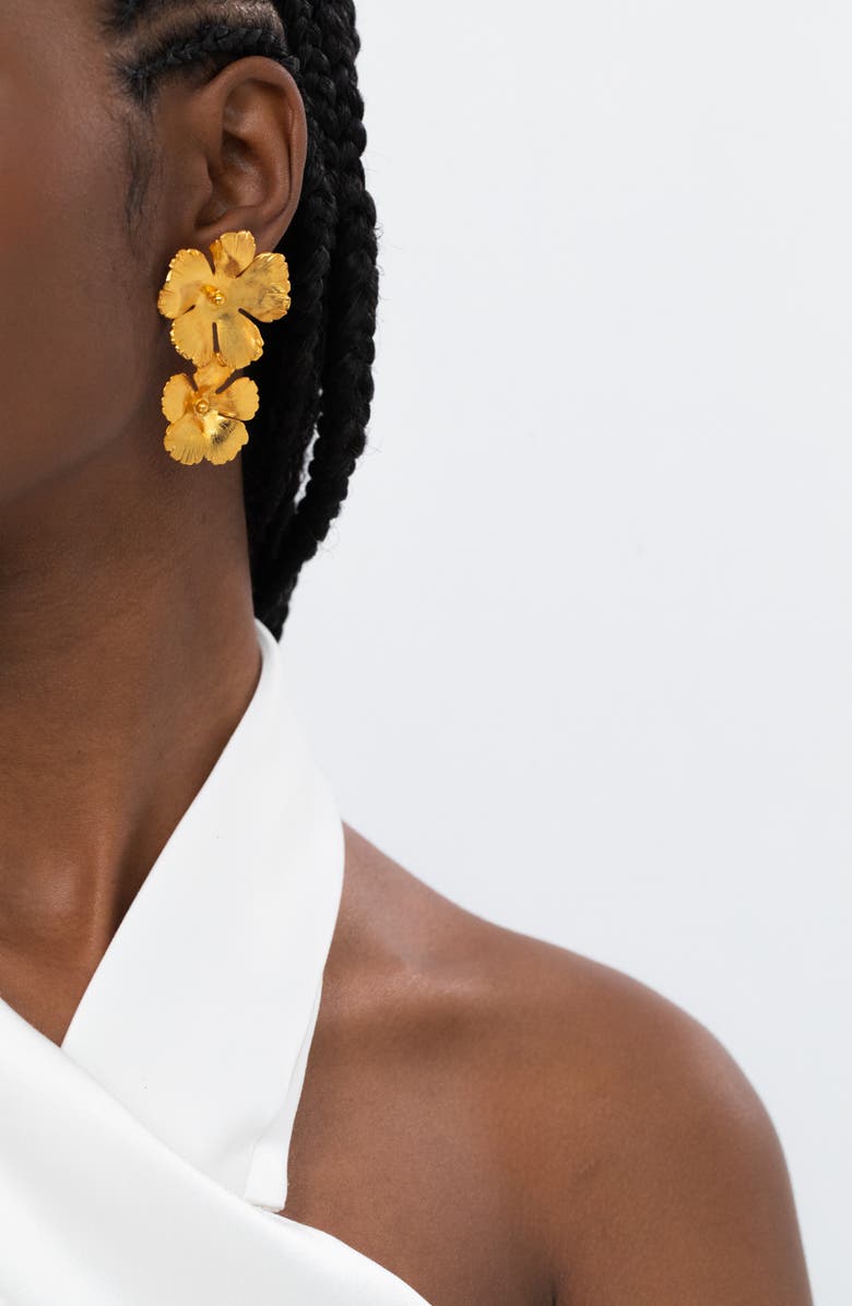 Jennifer Behr Collette Floral Drop Earrings, Alternate, color, Gold