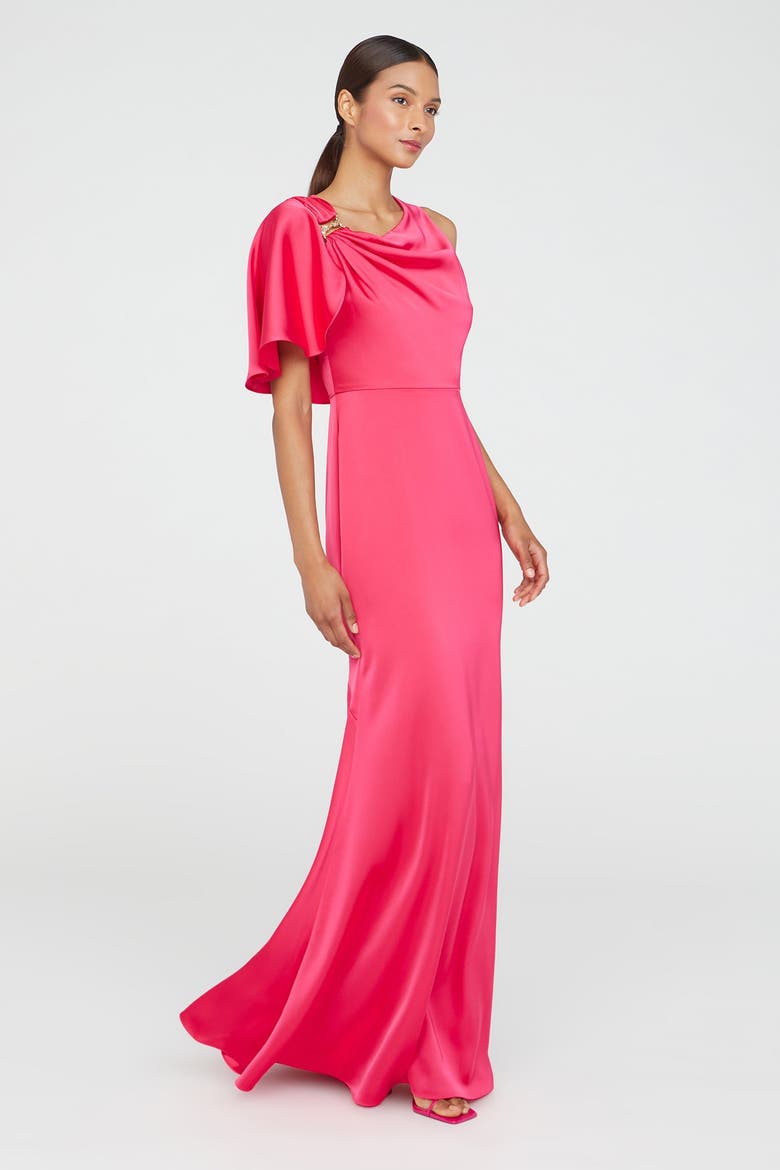 Darcie Flutter Sleeve Gown, Alternate, color, Begonia