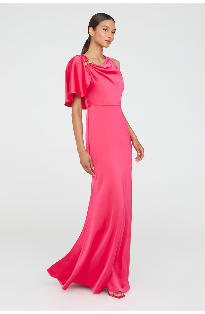 Theia Darcie Flutter Sleeve Gown, Alternate, color, Begonia